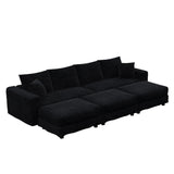 Deep Seat Convertible Sofa With Soft Pillows And Ottomans - Furniture Home Direct