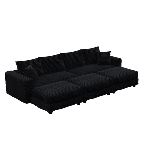 Deep Seat Convertible Sofa With Soft Pillows And Ottomans - Furniture Home Direct