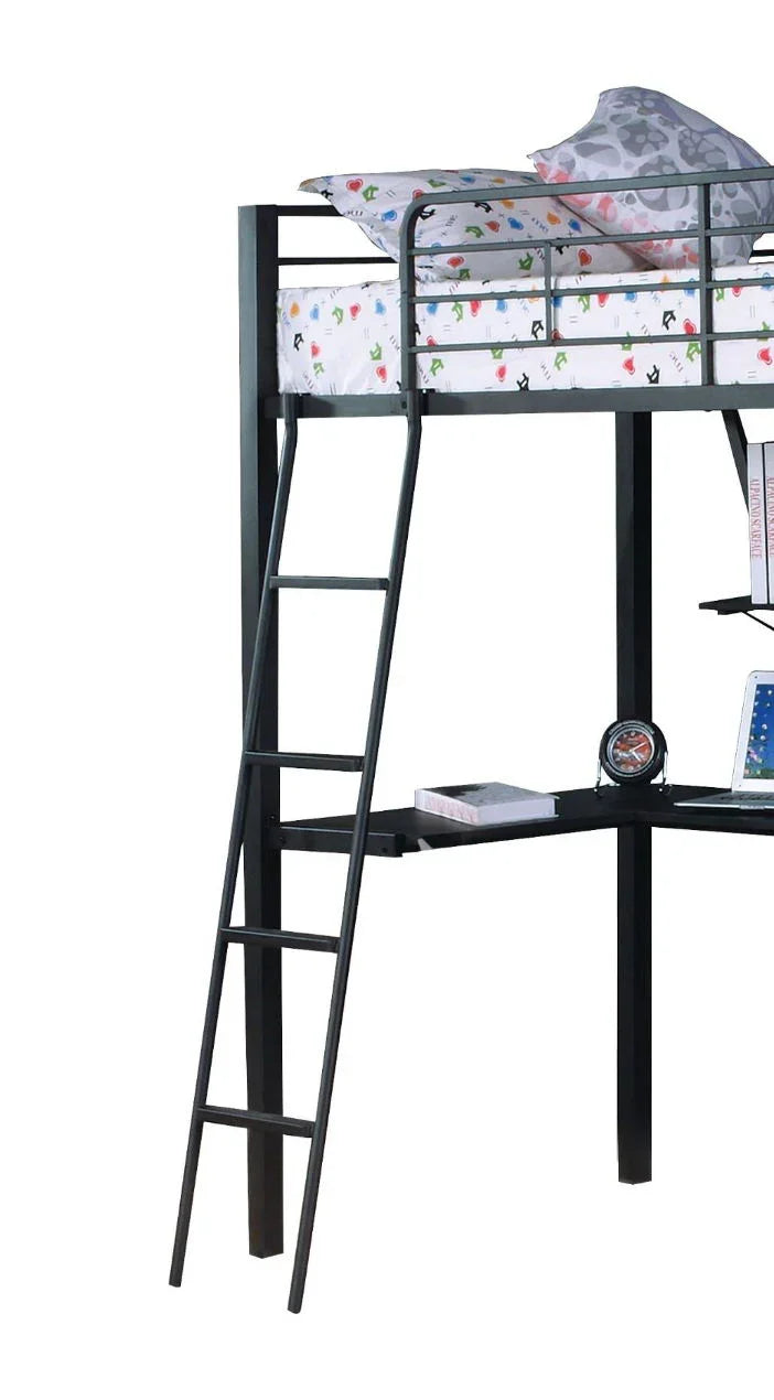 Senon - Twin Loft Bed With Desk - Black / Silver - Furniture Home Direct