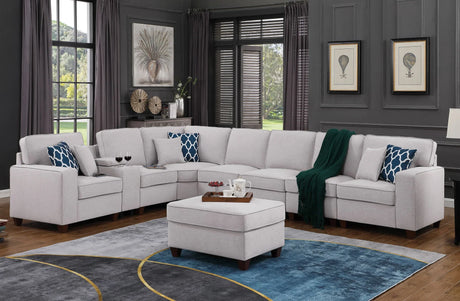 Jessica - Sectional Sofa With Ottoman - Light Gray - Furniture Home Direct