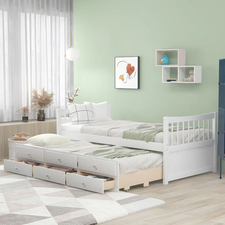 Twin Size Daybed With Trundle And Drawers - Furniture Home Direct