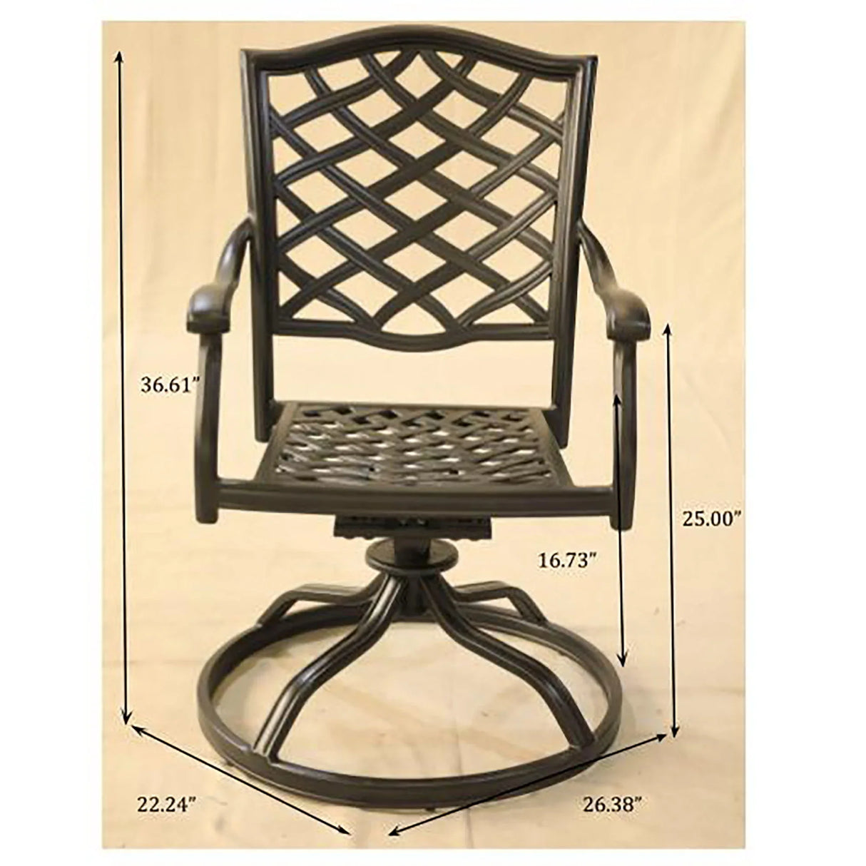 Outdoor Patio Aluminum Swivel Rocker Dining Chair With Cushion (Set of 2) - Furniture Home Direct