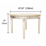 Round Glass Dining Table With Mirror Top - Silver - Furniture Home Direct