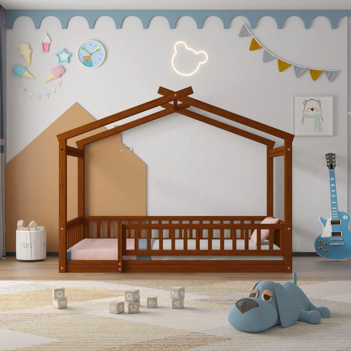 Bed House Bed Frame With Fence - Furniture Home Direct