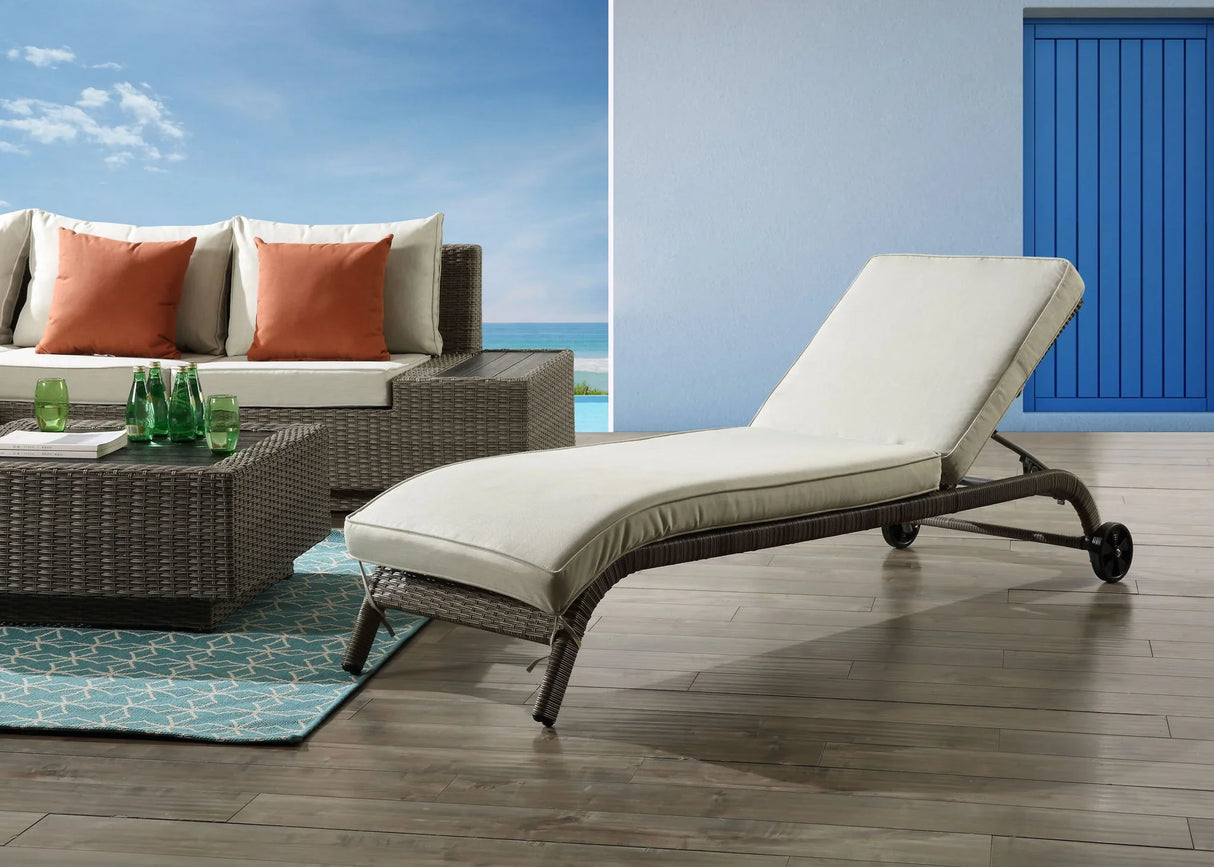 Salena - Patio Sun Lounge - Beige / Gray - Furniture Home Direct
