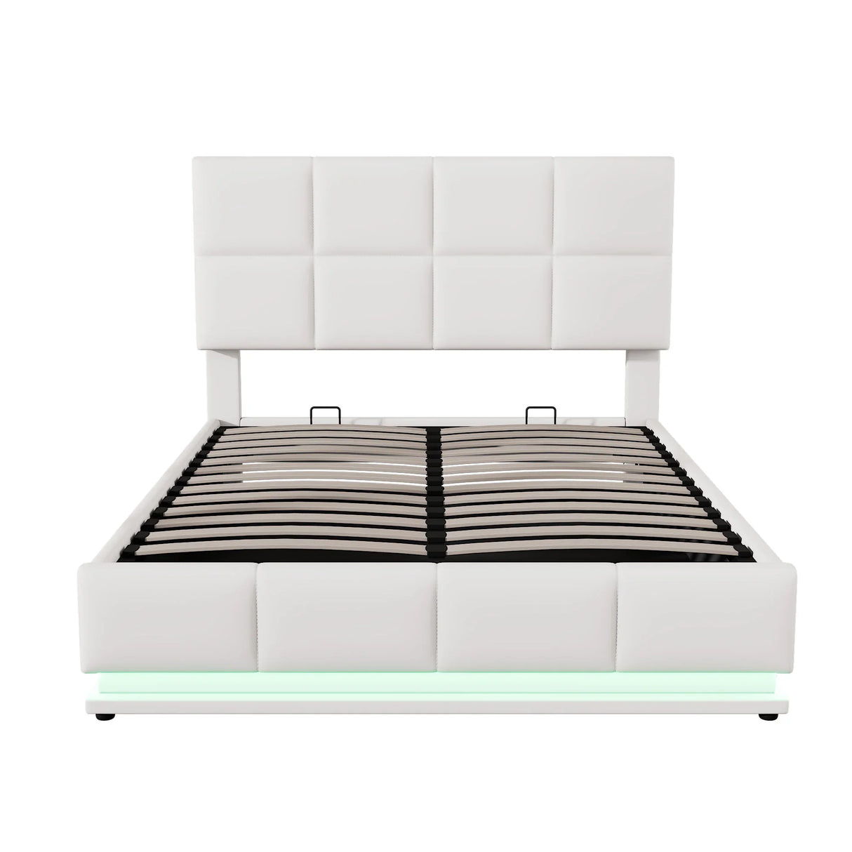 Platform Bed Tufted Upholstered Hydraulic Storage White - Furniture Home Direct