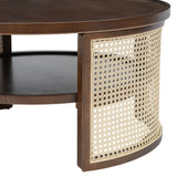 2-Tiered Round Walnut Wood Coffee Table - Furniture Home Direct
