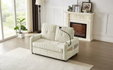 Sleeper Sofa With Adjustable Backrest, Two Cup Holders, Phone Holder, Three Charging Ports And Side Storage Pockets- Beige - Furniture Home Direct