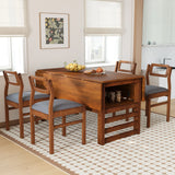 5 Piece Extendable Wood Square Dining Table Set With 2 Drop Leaves - Furniture Home Direct