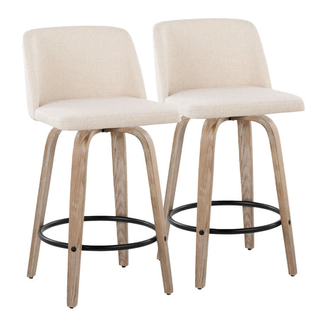 Toriano - Contemporary Fixed-Height Counter Stool & Swivel With Round Footrest (Set of 2) - Furniture Home Direct