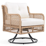 4 Piece Outdoor Patio Set with Swivel Chairs - Beige - Furniture Home Direct