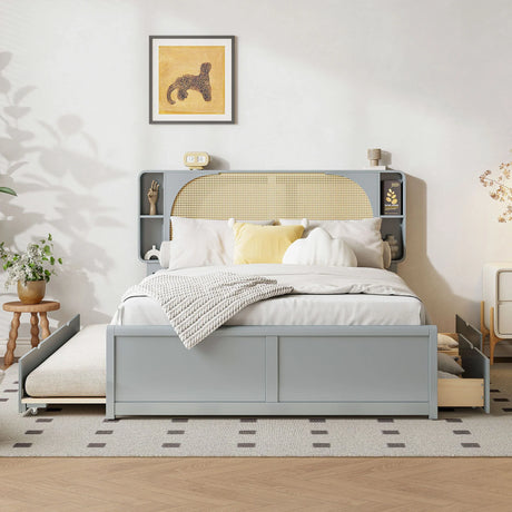 Headboard Bed With 2 Drawers And Trundle - Furniture Home Direct