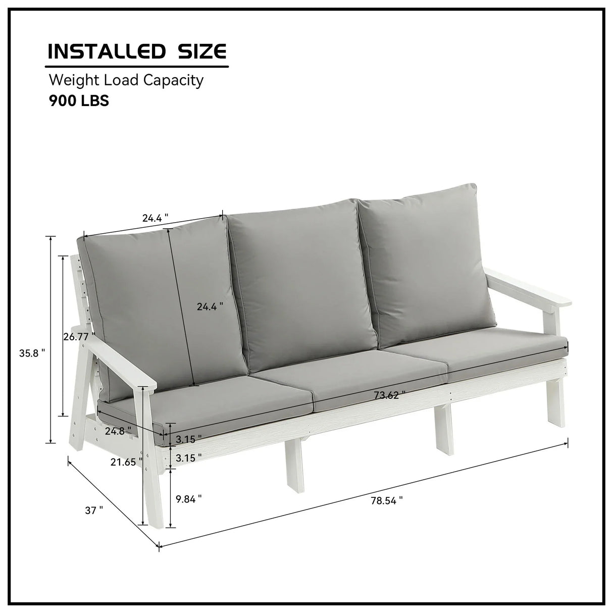 Outdoor Patio Sofa - White/Grey - Furniture Home Direct