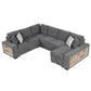U-Shaped Sectional Sofa Pull-Out Sofa Bed With Two USB Ports, A Storage Chaise Lounge And Four Back Pillows For Living Room - Furniture Home Direct
