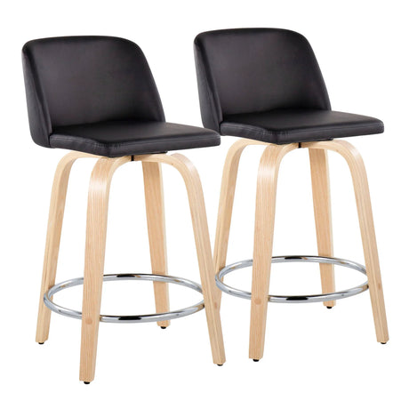 Toriano - Contemporary Fixed Height Counter Stool & Swivel And Round Footrest (Set of 2) - Furniture Home Direct