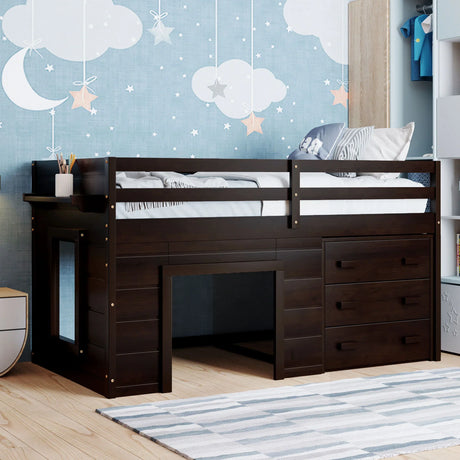 Loft Bed With Cabinet And Shelf - Furniture Home Direct