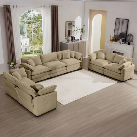 Modern Corduroy Sofa and Loveseat - Tan - Furniture Home Direct