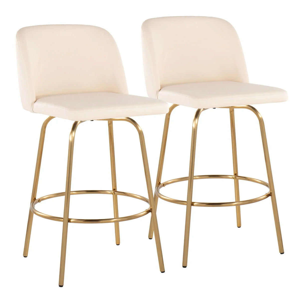 Toriano - Contemporary, Fixed Height Counter Stool With Swivel With Round Footrest (Set of 2) - Furniture Home Direct