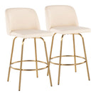 Toriano - Contemporary, Fixed Height Counter Stool With Swivel With Round Footrest (Set of 2) - Furniture Home Direct
