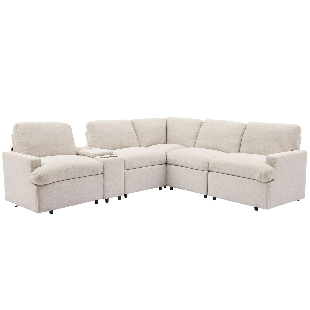 Power Recliner Corner Sofa Home Theater Reclining Sofa Sectional Couches With Storage Box, Cup Holders, USB Ports And Power Socket For Living Room - Furniture Home Direct