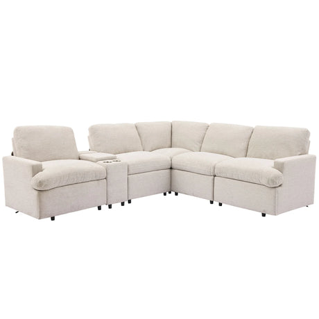 Power Recliner Corner Sofa Home Theater Reclining Sofa Sectional Couches With Storage Box, Cup Holders, USB Ports And Power Socket For Living Room - Furniture Home Direct