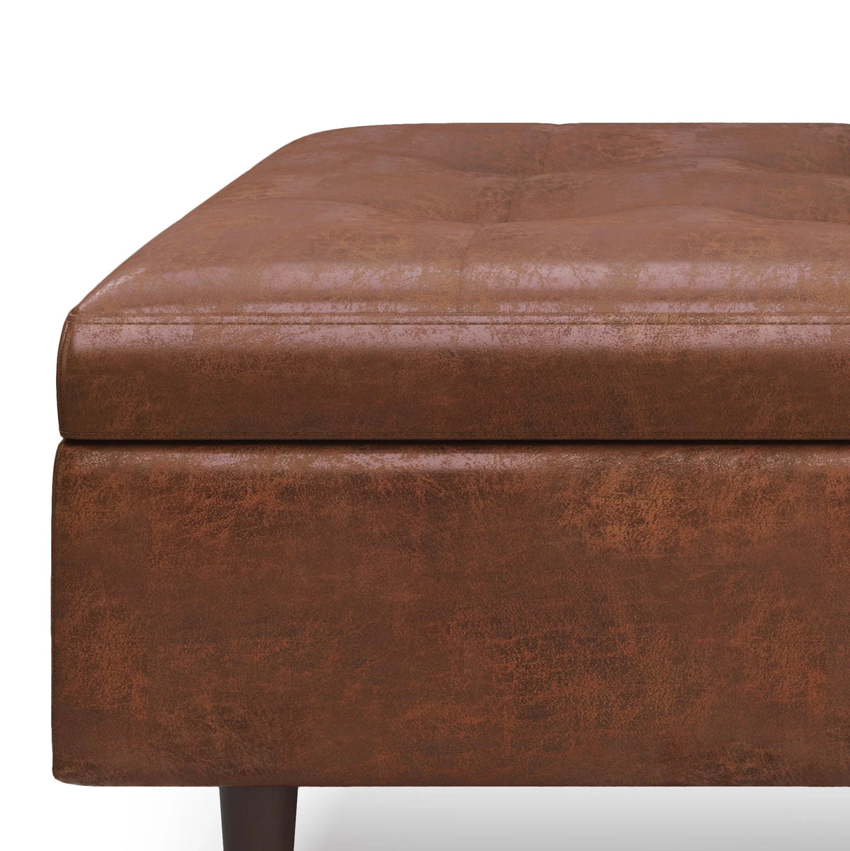 Shay - Large Square Coffee Table Storage Ottoman Mid-Century Style - Furniture Home Direct
