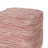 Enigma - Yarn And Cotton Square Pouf Ottoman With Polystyrene Beads - Red / White - Furniture Home Direct