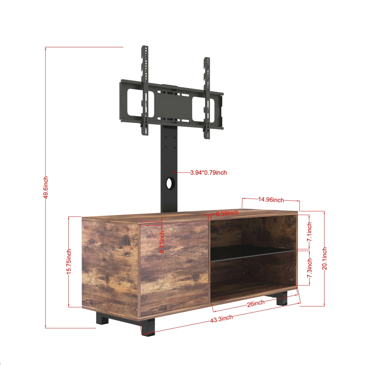 Rustic Brown TV Console With Push-To-Open Storage Cabinet For TV, Wood & Glass TV Stand For Living Room Bedroom - Rustic Brown - Furniture Home Direct
