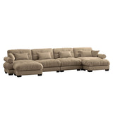 Modern Sectional Sofa With Ottoman, Round Bolster Armrests, Waist And Throw Pillows - Furniture Home Direct