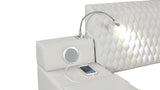 Queen Bed Upholstered Platform with Built in Lighting Beige - Furniture Home Direct