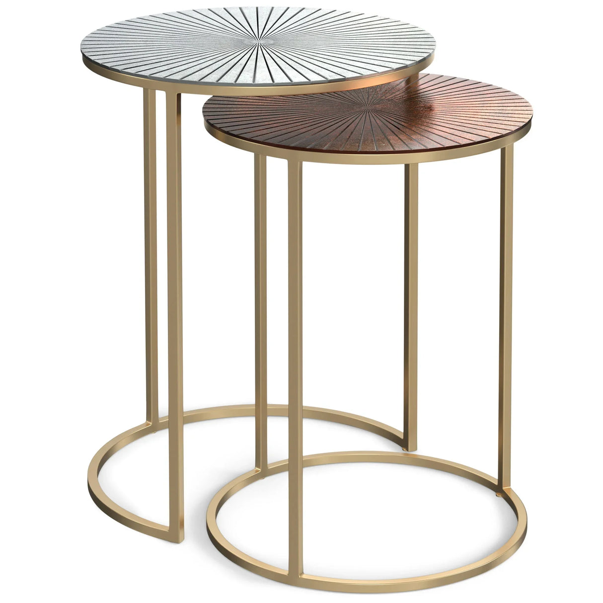 Drake - 2 Piece Nesting Table - Antique Nickel / Antique Copper - Furniture Home Direct
