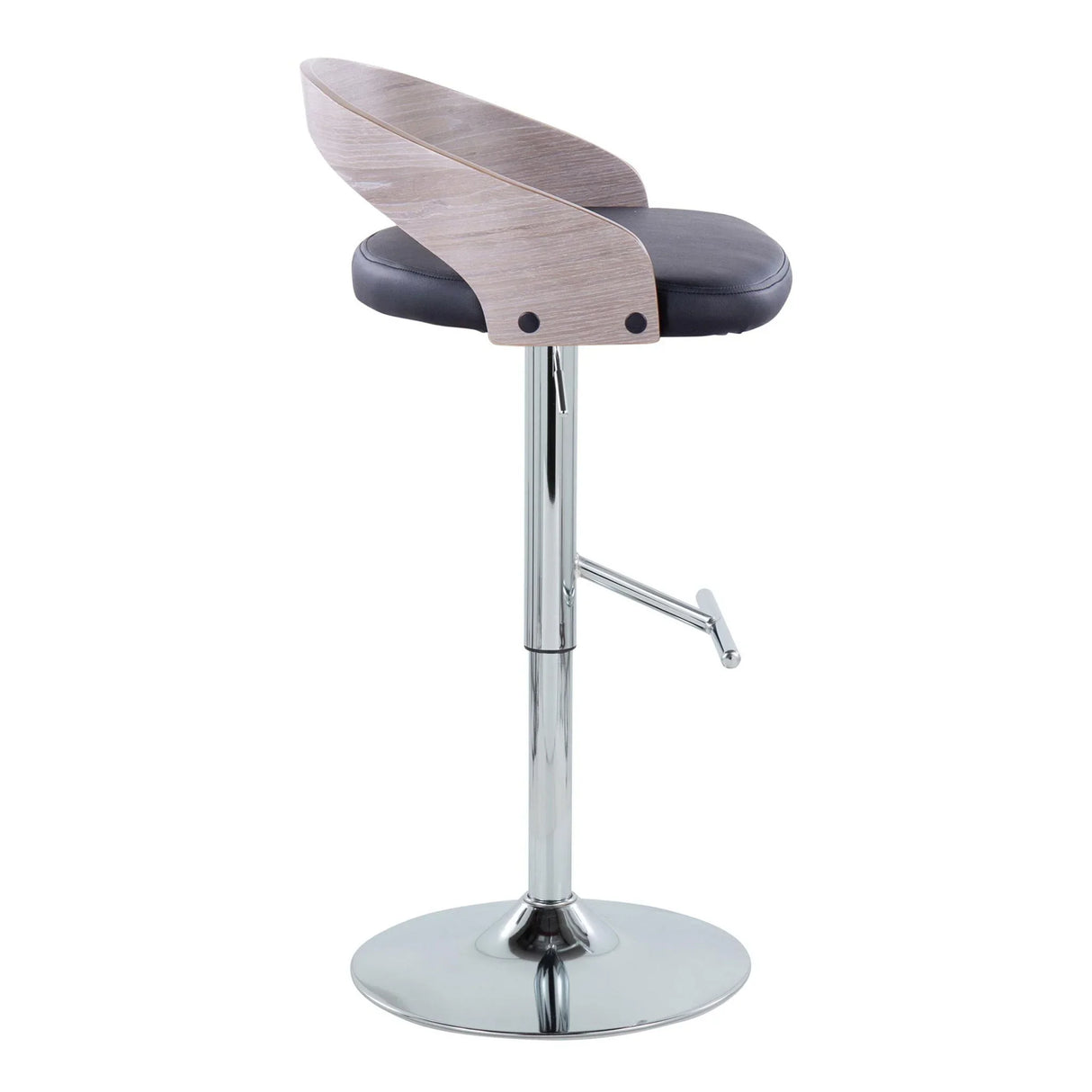 Grotto - Contemporary Adjustable Height Barstool With Swivel With Straight T Footrest (Set of 2) - Furniture Home Direct