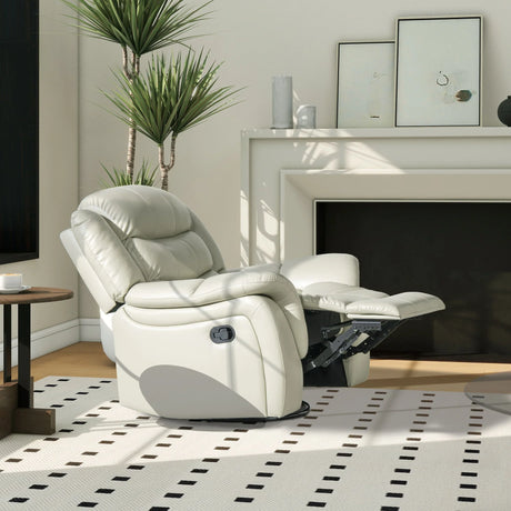 Rover - Swivel Glider Push Back Manual Recliner Arm Chair - Parchment Cream Off-White - Furniture Home Direct