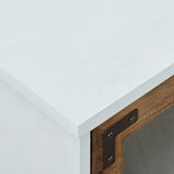 Modern Farmhouse Two Tone Windowpane Glass Door TV Stand For TVs Up To 65" - Furniture Home Direct