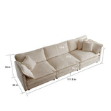 3 Pc Living Room Set with Sofa and Two Chairs, Beige Chenille - Furniture Home Direct
