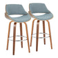 Fabrizzi - Mid Century Modern Fixed Height Barstool With Swivel With Round Footrest (Set of 2) - Furniture Home Direct