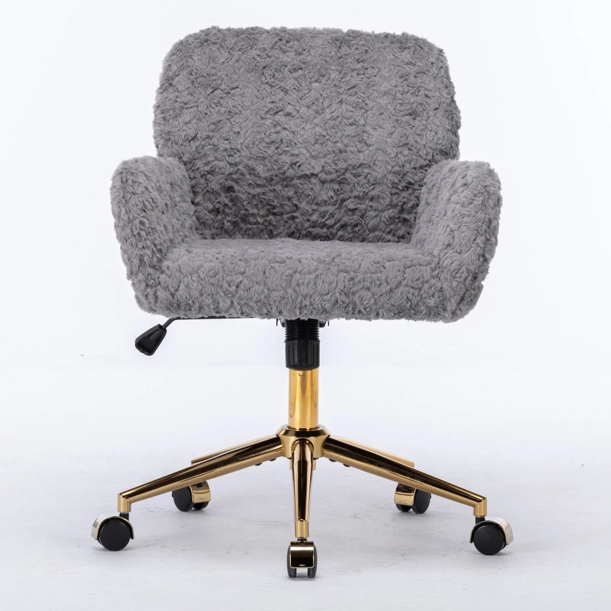 Office Chair, Artificial Rabbit Hair Home Office Chair With Golden Metal Base, Adjustable Desk Chair Swivel Office Chair, Vanity Chair - Furniture Home Direct
