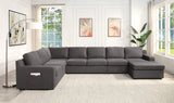 Sectional Sofa L Shaped Right Facing Plush Linen Gray - Furniture Home Direct