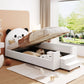 Upholstered Daybed With Bear Shaped Headboard, Hydraulic System And Breathable Mesh Fence - Furniture Home Direct