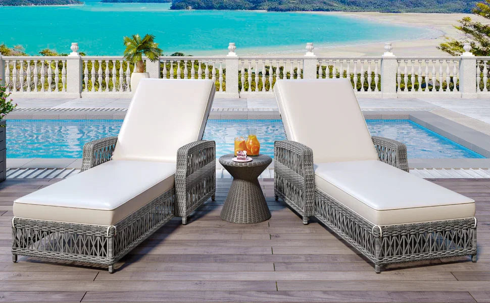 2 Piece Reclining Chaise Set - Beige - Furniture Home Direct