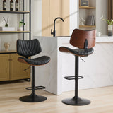 Counter Stool Adjustable PU Leather Upholstered Black - Furniture Home Direct