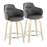 Boyne - Contemporary Fixed Height Counter Stool & Swivel With Round Footrest (Set of 2) - Furniture Home Direct