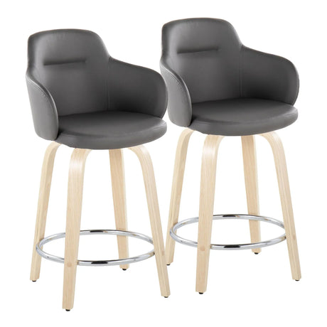 Boyne - Contemporary Fixed Height Counter Stool & Swivel With Round Footrest (Set of 2) - Furniture Home Direct