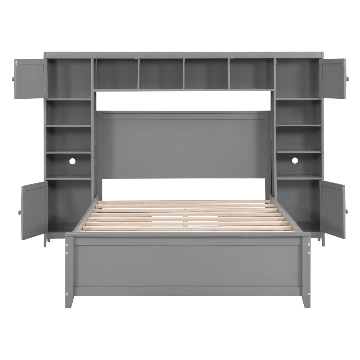 Bed With All In One Cabinet And Shelf - Furniture Home Direct