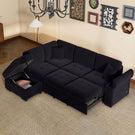 Sleeper Sectional Sofa, L-Shape Corner Couch Sofa Bed With Storage Ottoman & Hidden Arm Storage & USB Charge For Living Room Apartment - Furniture Home Direct