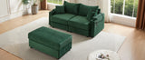 Sofa and Ottoman With Storage, Two USB Ports, Two Cup Holders and Phone Holder - Green - Furniture Home Direct