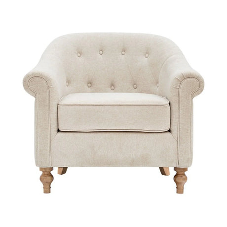 Fayette - Tufted Accent Arm Chair - Cream - Furniture Home Direct