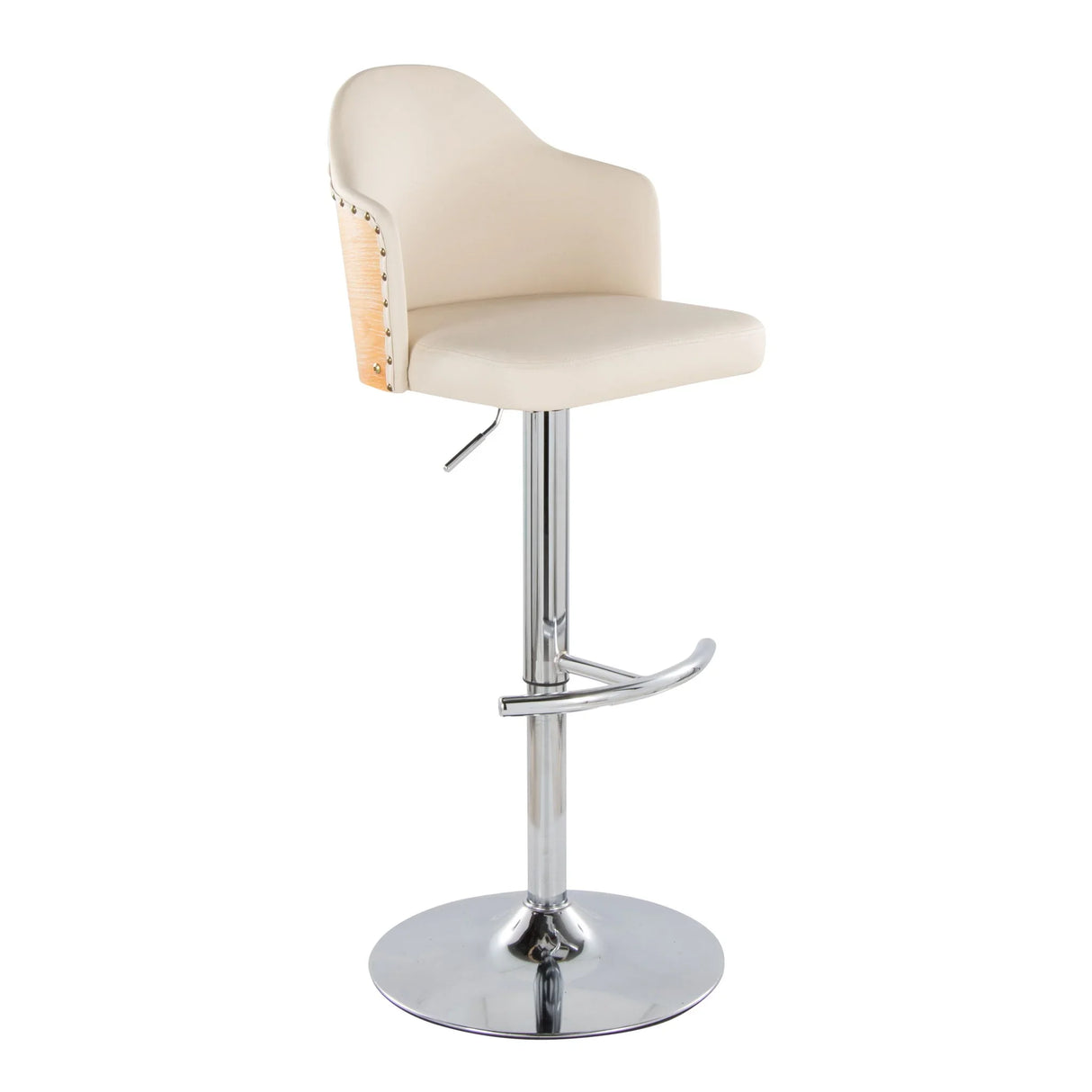 Ahoy - Contemporary Adjustable Barstool, Swivel With Rounded T Footrest (Set of 2) - Furniture Home Direct