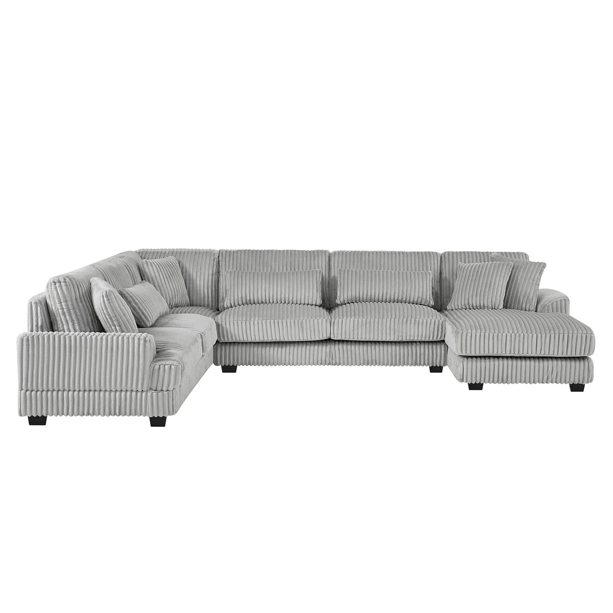 Sectional Sofa Oversized U Shaped Corduroy Fabric Gray - Furniture Home Direct