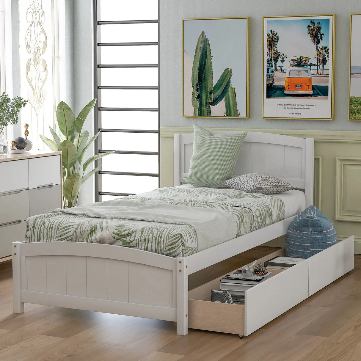 Platform Bed & Headboard, Footboard And Wood Slat Support - Furniture Home Direct